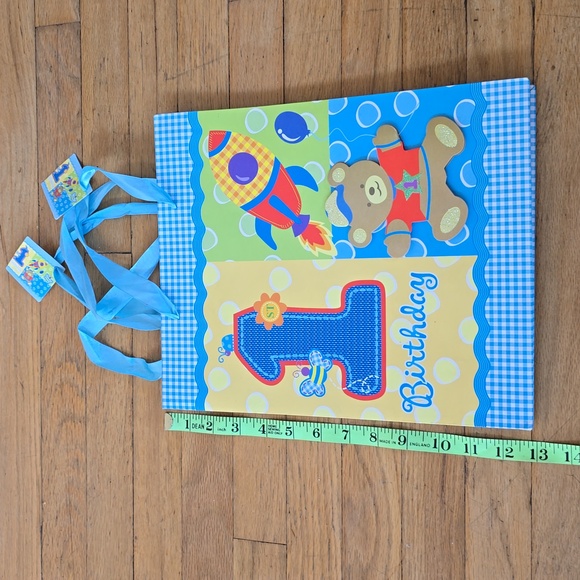 Set of Two Baby Boy 1st Birthday Gift Bag Colorful Birthday Gift Bag 12.5"×10.5" - Picture 4 of 7